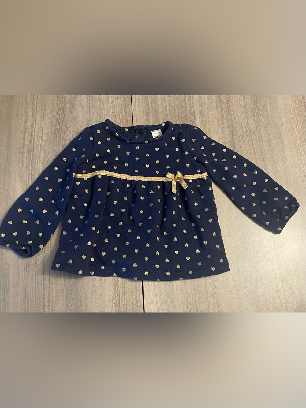 Carter's Toddler Girl Navy & Gold Heart Top – Size 24M